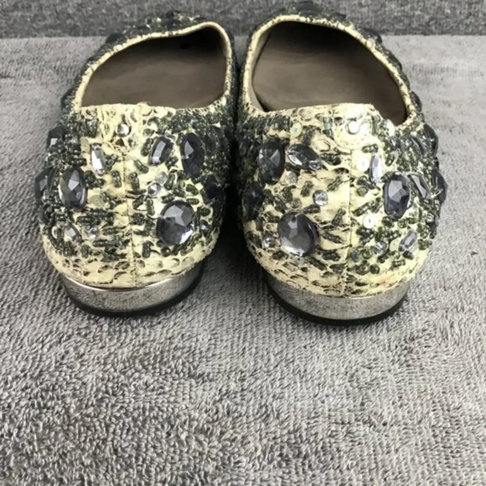 Rare Kenneth Cole Sparkle‎ N Shine Leather Snakeskin Jeweled Flats Sz 10 M
